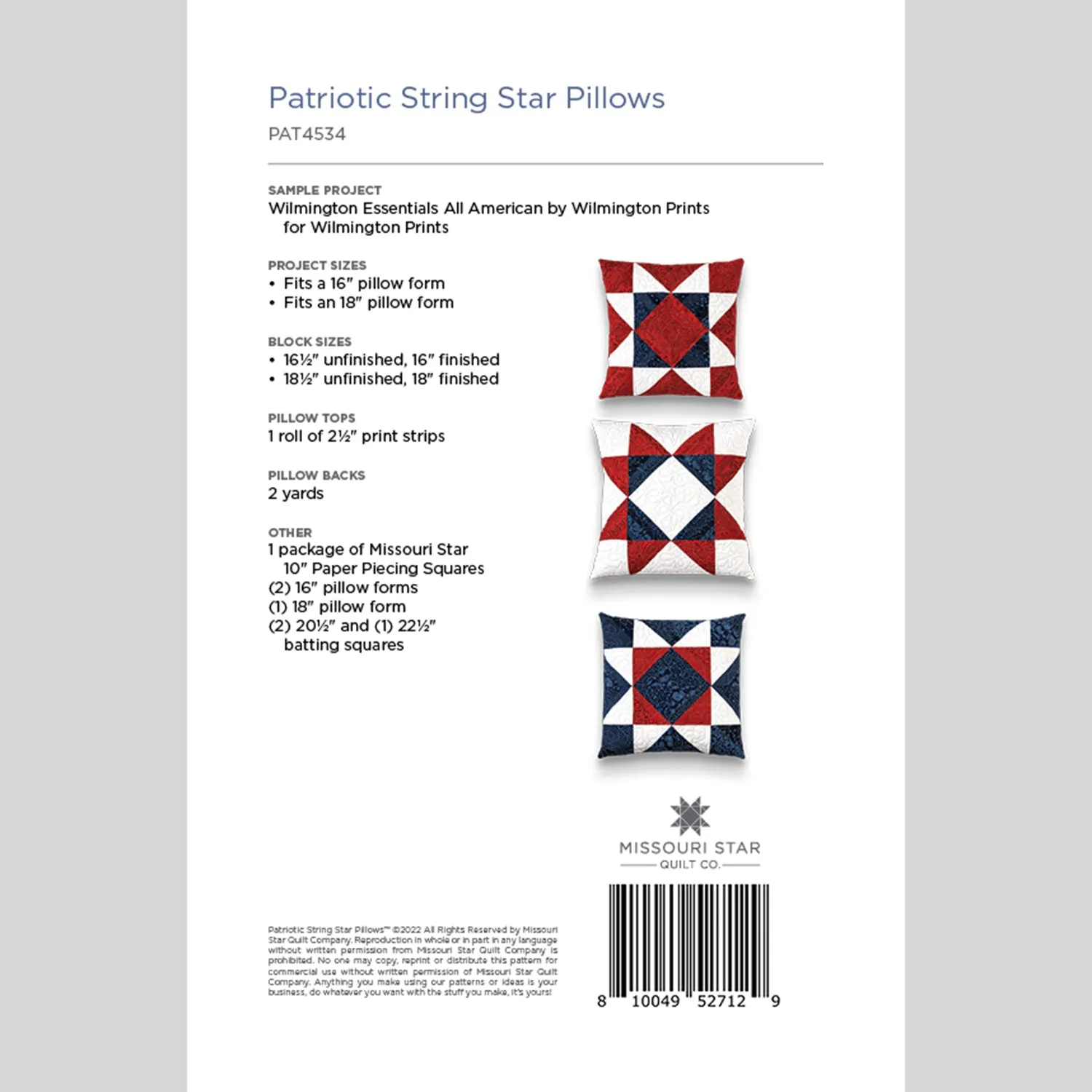 Digital Download - Patriotic String Star Pillows by Missouri Star