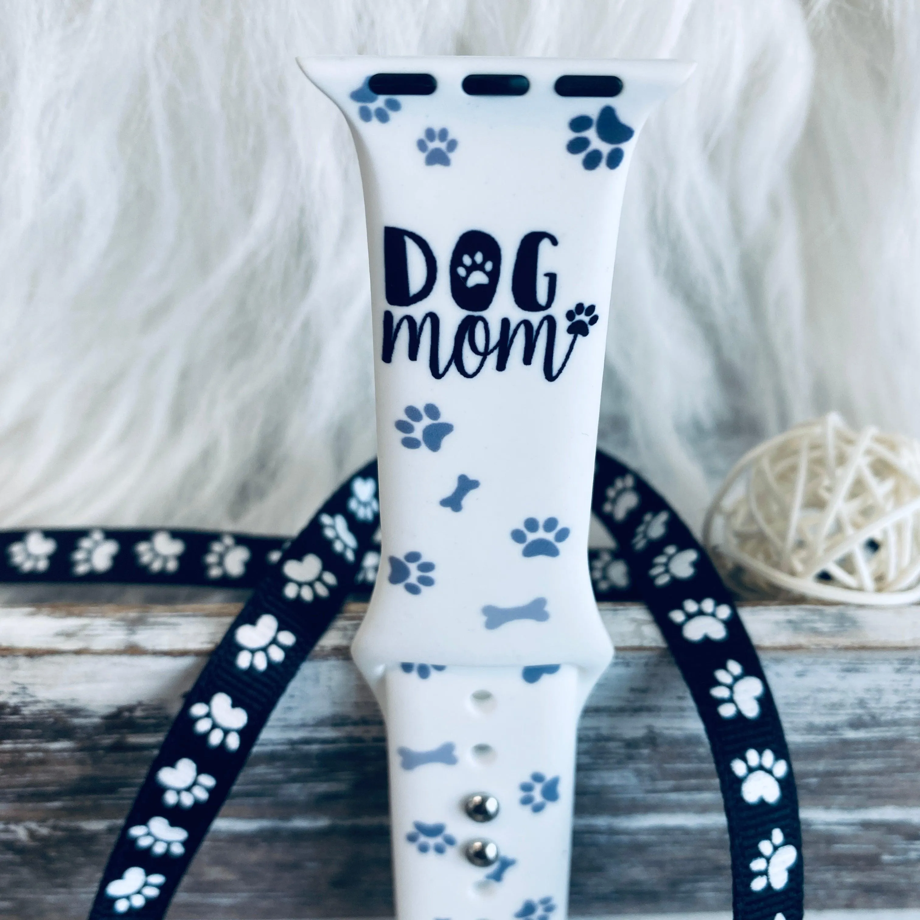 Dog Mom Print Silicone Band For Apple Watch