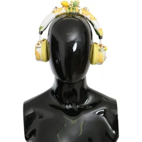 Dolce & Gabbana Glamorous Gold-Embellished Leather Headphones