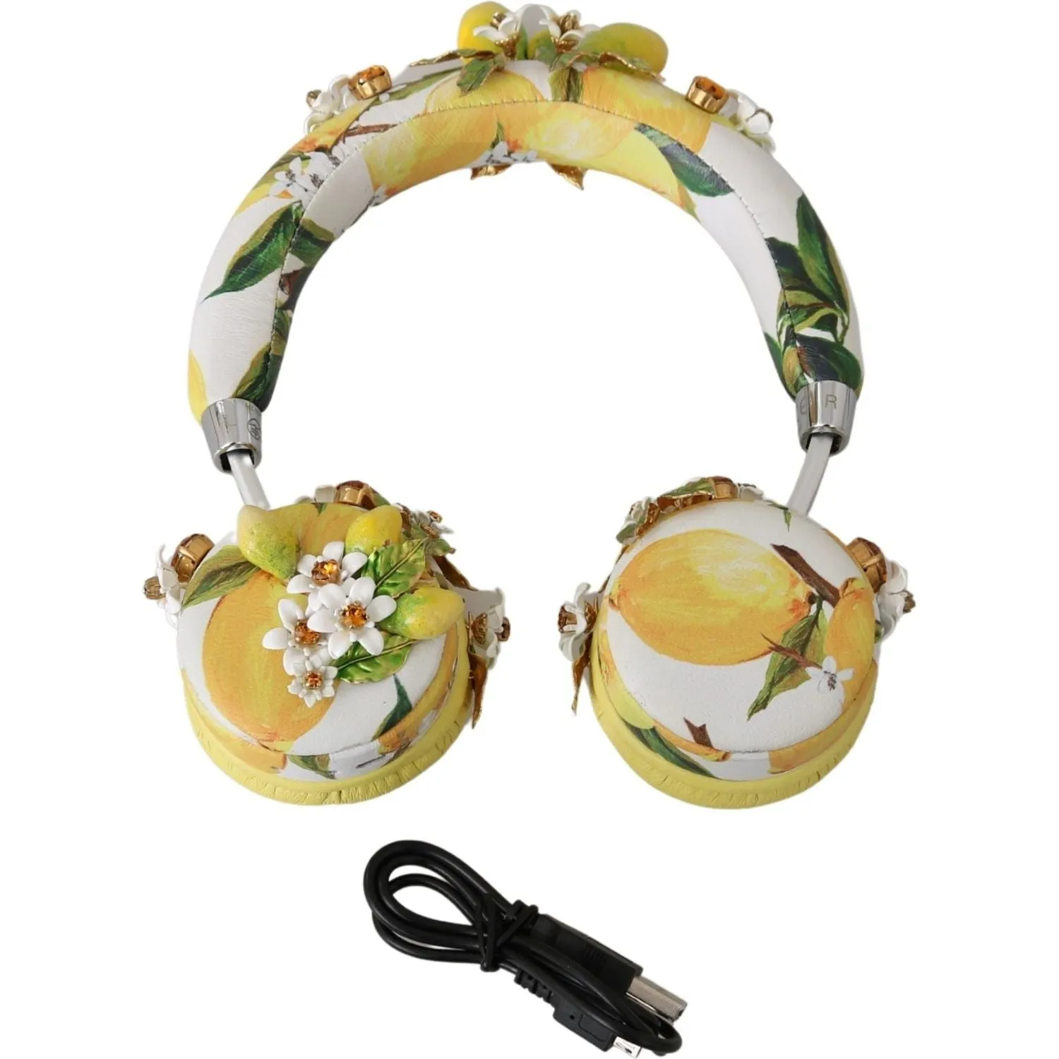 Dolce & Gabbana Glamorous Gold-Embellished Leather Headphones