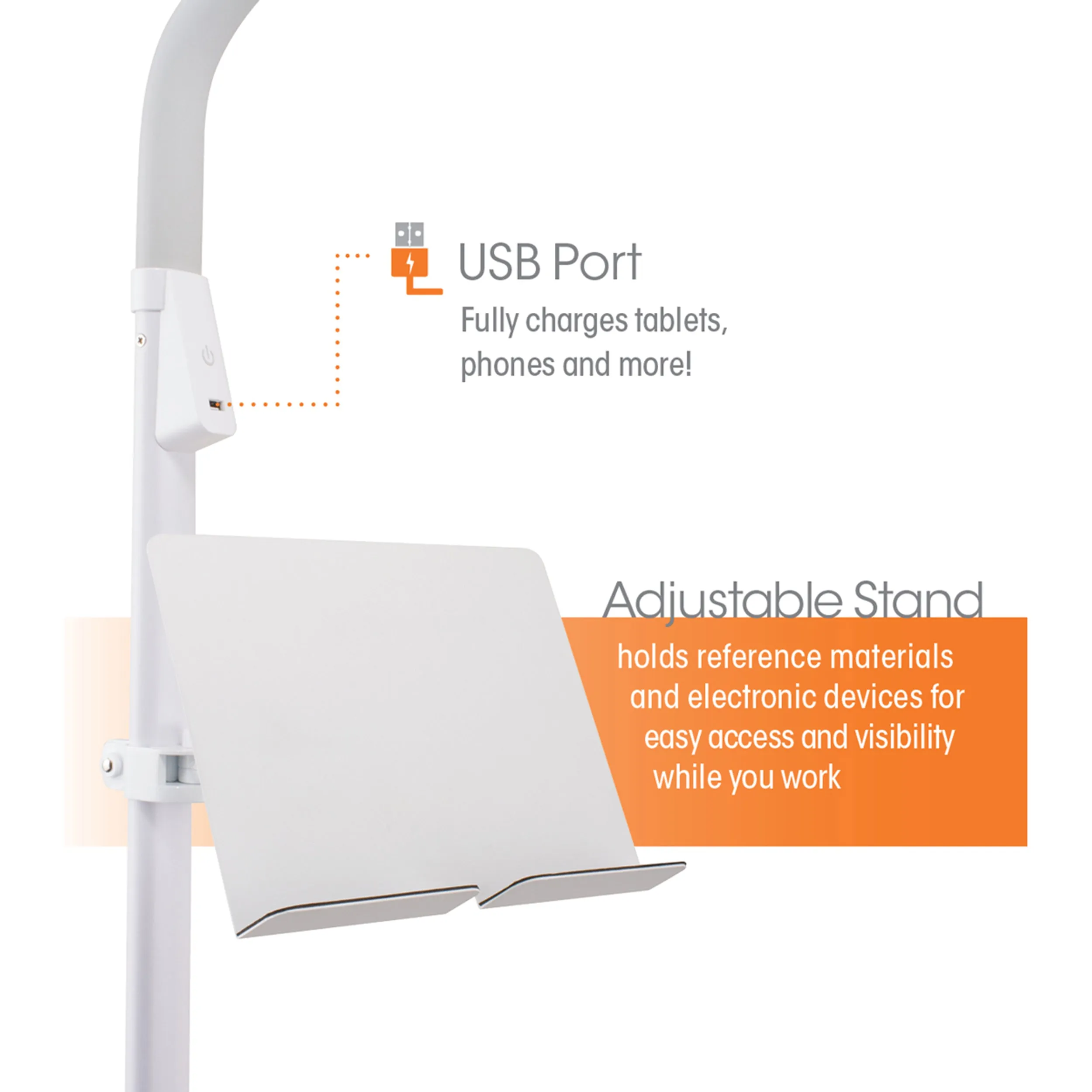 Dual Shade LED Floor Lamp with USB Charging Station