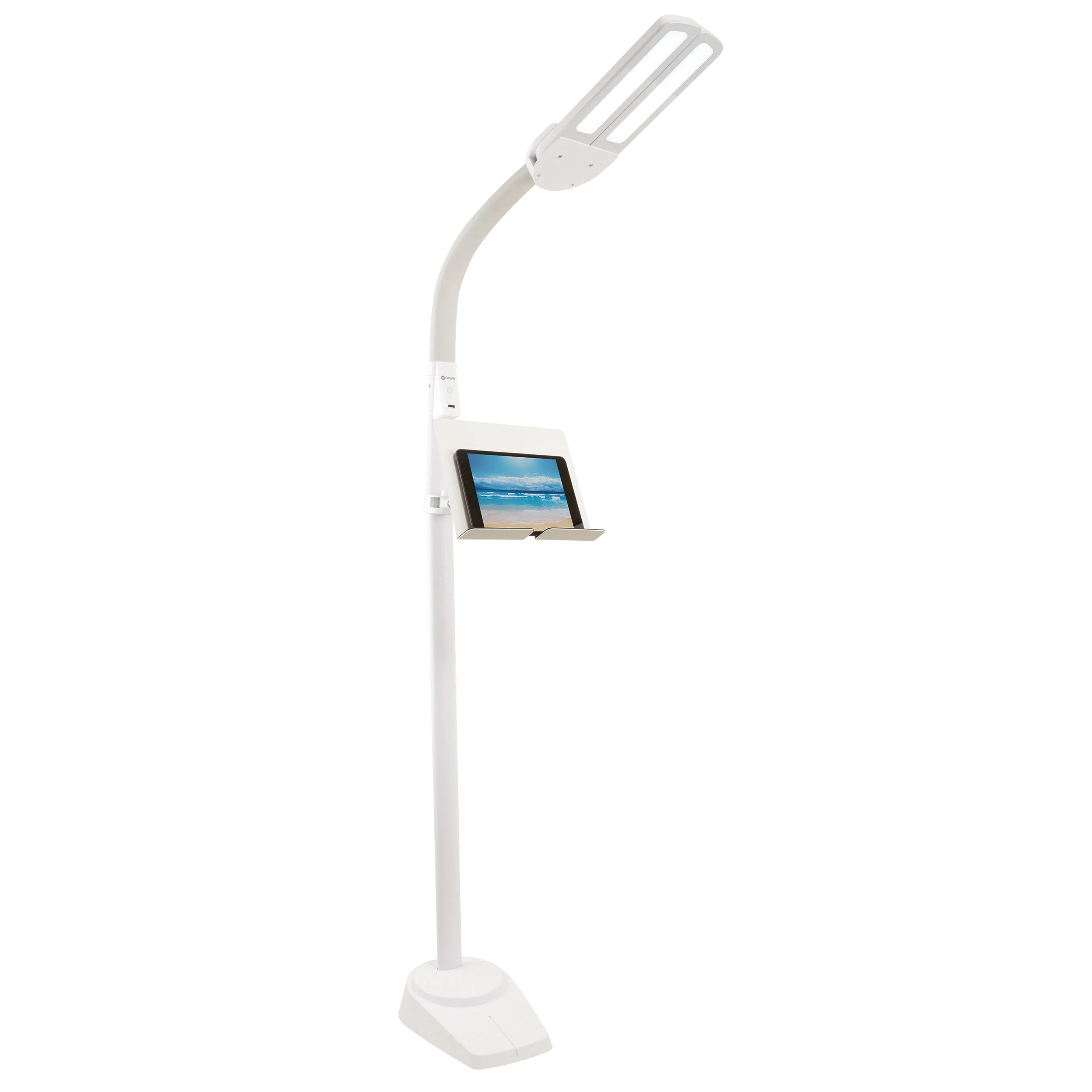 Dual Shade LED Floor Lamp with USB Charging Station