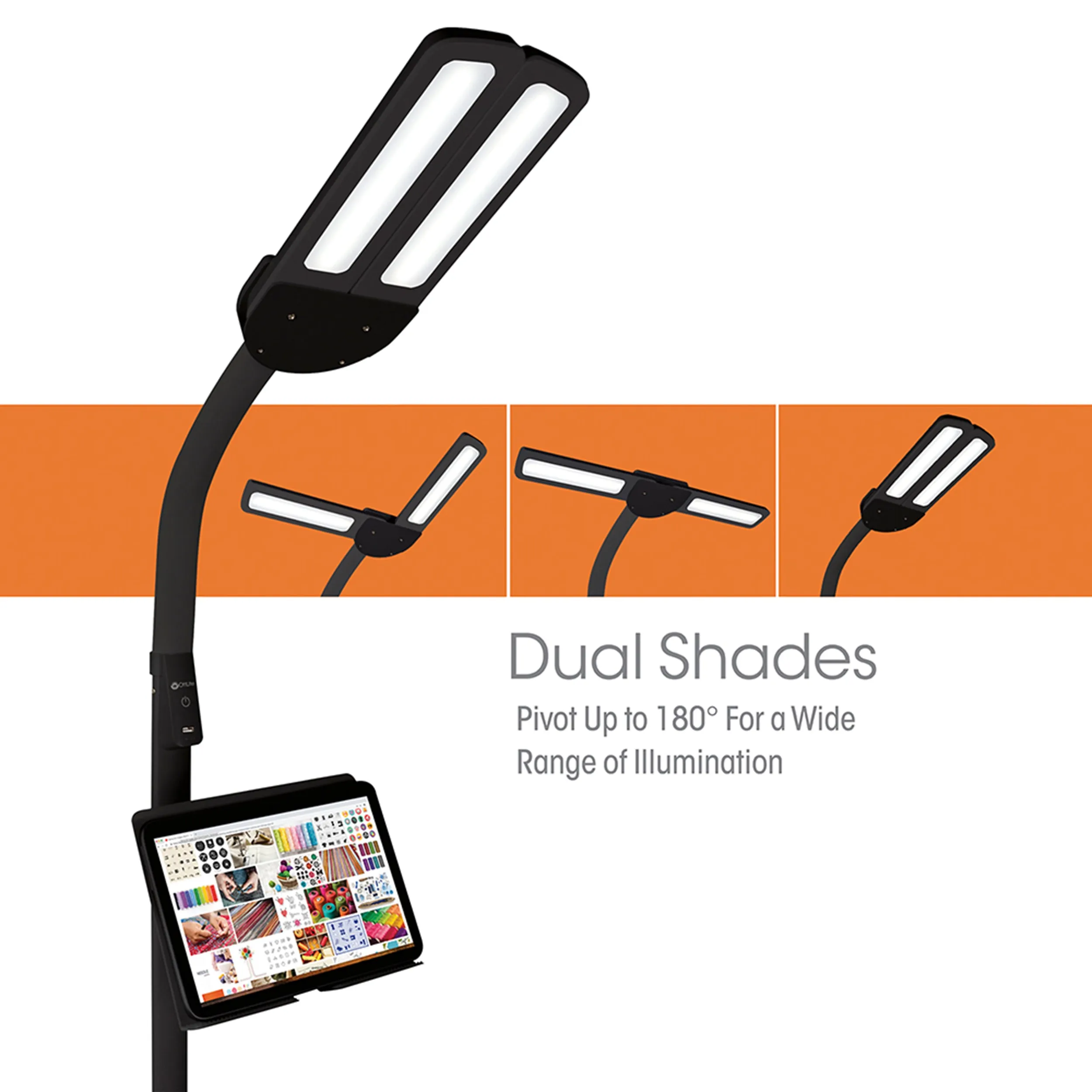 Dual Shade LED Floor Lamp with USB Charging Station