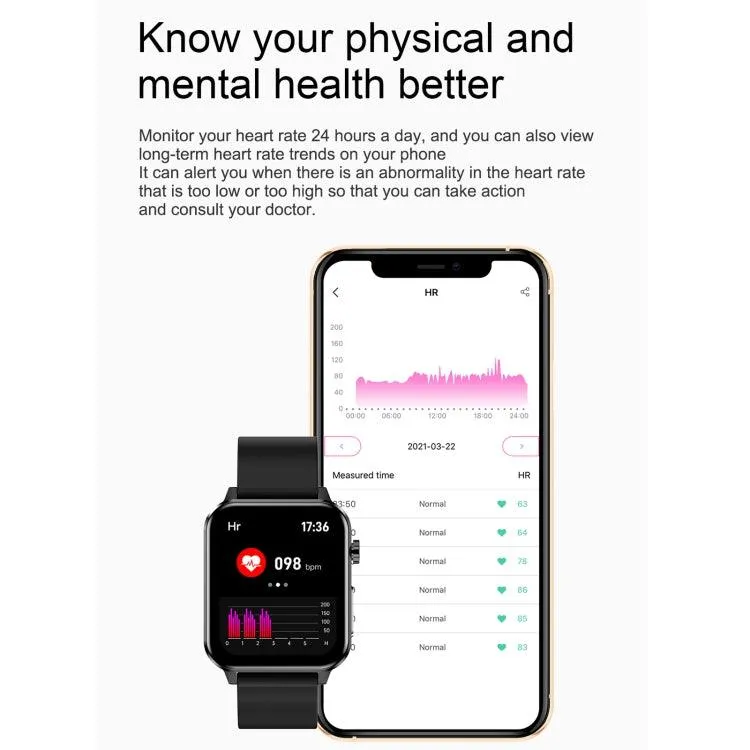 E86 Waterproof Smart Watch with 1.7-inch TFT Color Screen, Blood Oxygen & Body Temperature Monitoring, AI Medical Diagnosis, TPU Strap