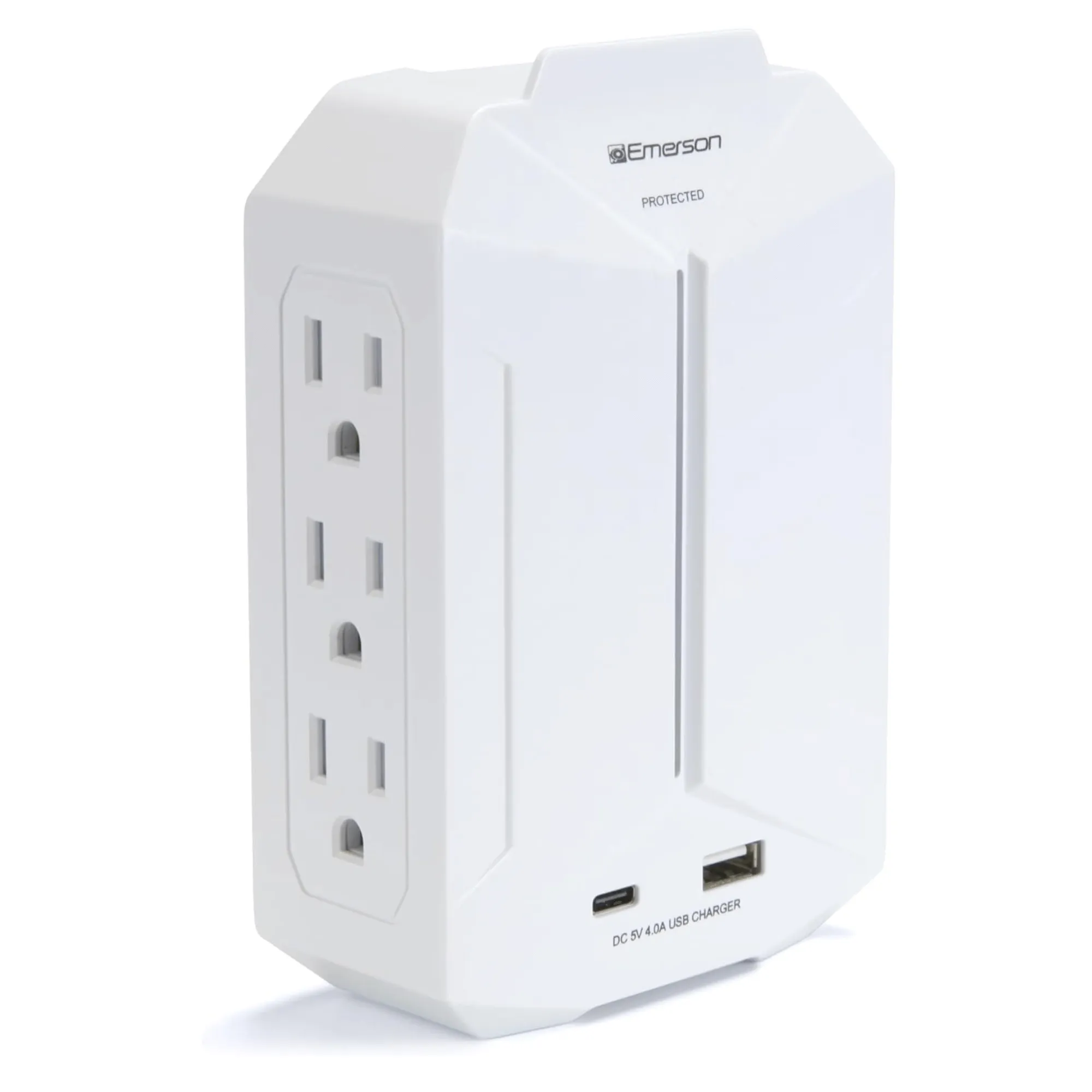 Emerson 6-Outlet   USB Wall Charger with Surge Protection and LED