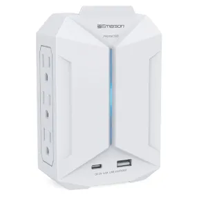 Emerson 6-Outlet   USB Wall Charger with Surge Protection and LED