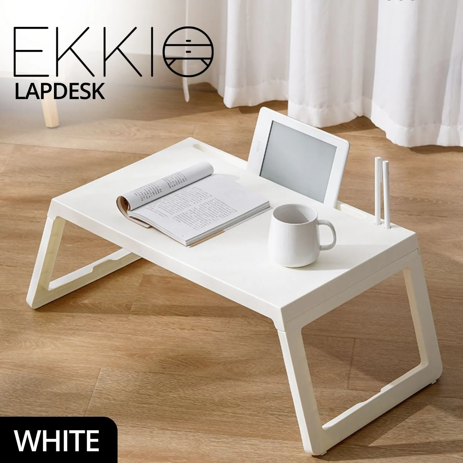 Ergonomic Laptop Bed Desk, Storage, Charger Port - Ekkio