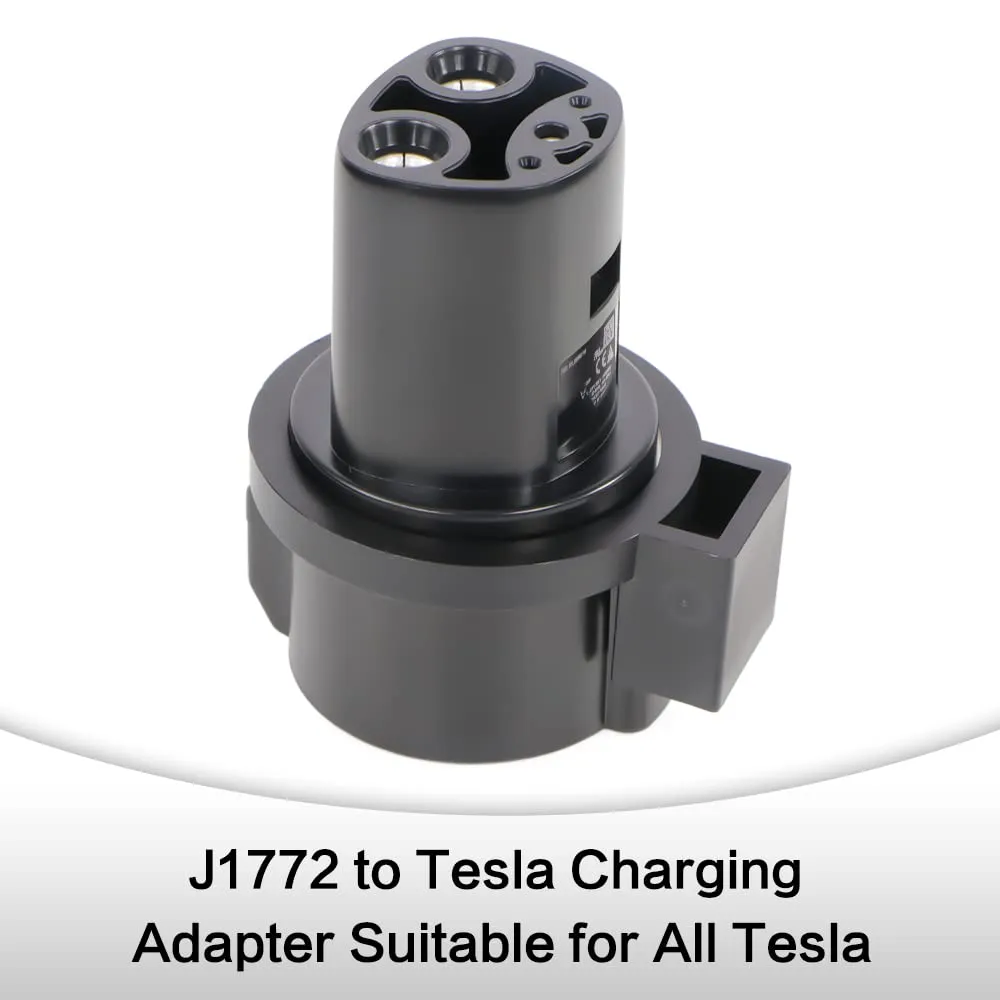 EVBASE J1772 to Tesla Charging Adapter 80A MAX/240VAC with Charger Lock Compatible with Tesla Model 3/Y/S/X