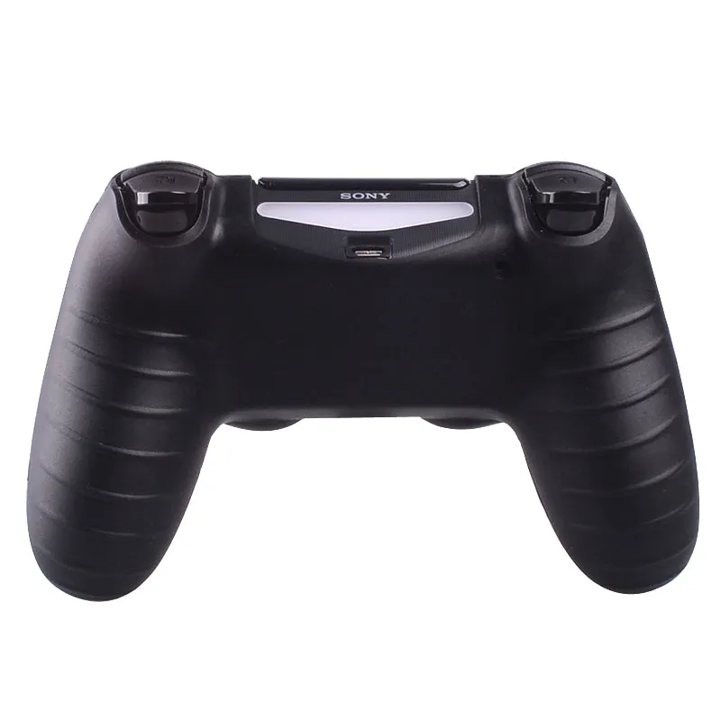 eXtremeRate Black Silicone Rubber Soft Case Skin Grip Cover for PS4 Controller -P4CC0001