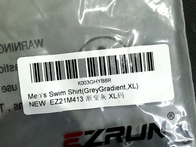 EZRUN Men's Short Sleeve Grey Gradient Swim Shirt XLarge