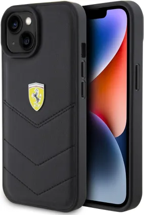 Ferrari Twist Metal Logo Case for iphone 15 6.1" Black - FEHCP15SRDUK