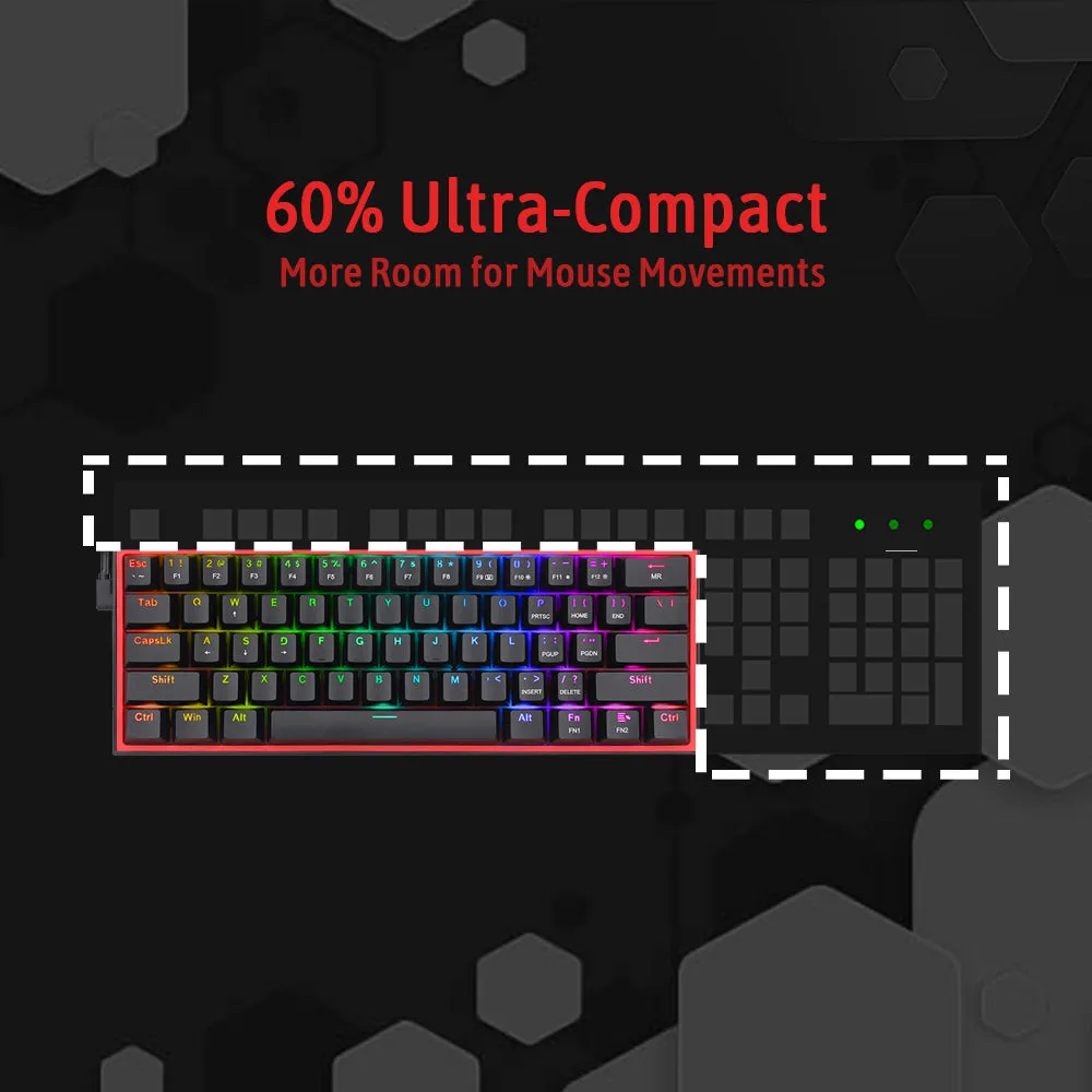 Fizz K617 -  60% Wired Mechanical Keyboard Black (Red Switches)