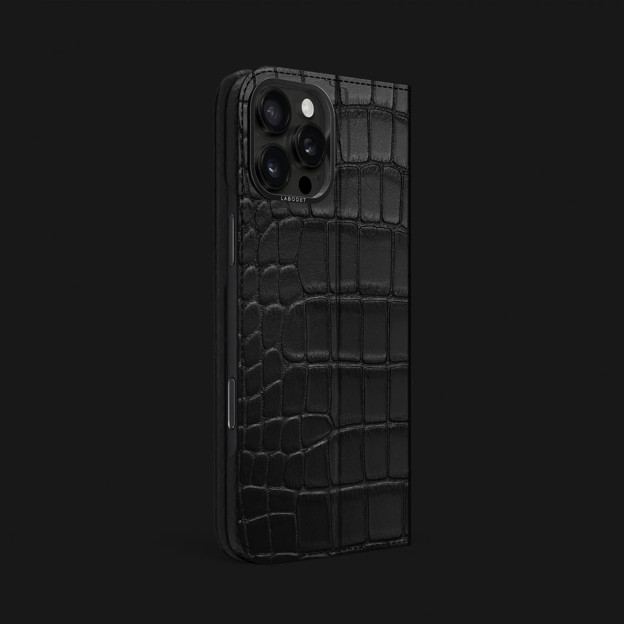 Folio Stand Case Edition Black For iPhone 16 Pro Max In Alligator