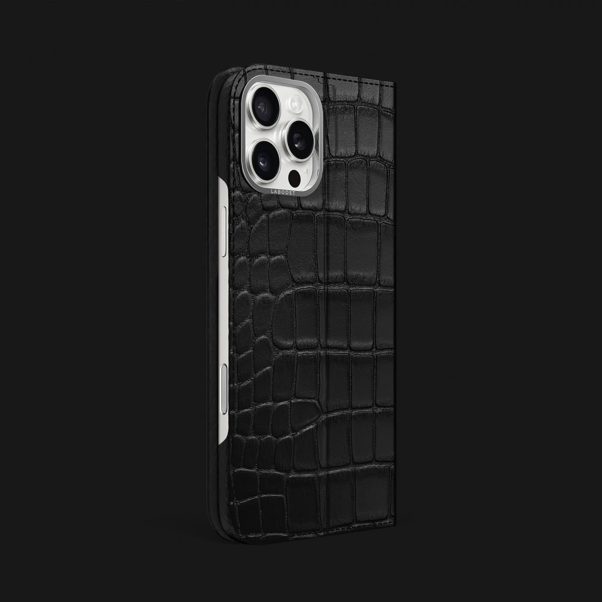 Folio Stand Case Edition Black For iPhone 16 Pro Max In Alligator