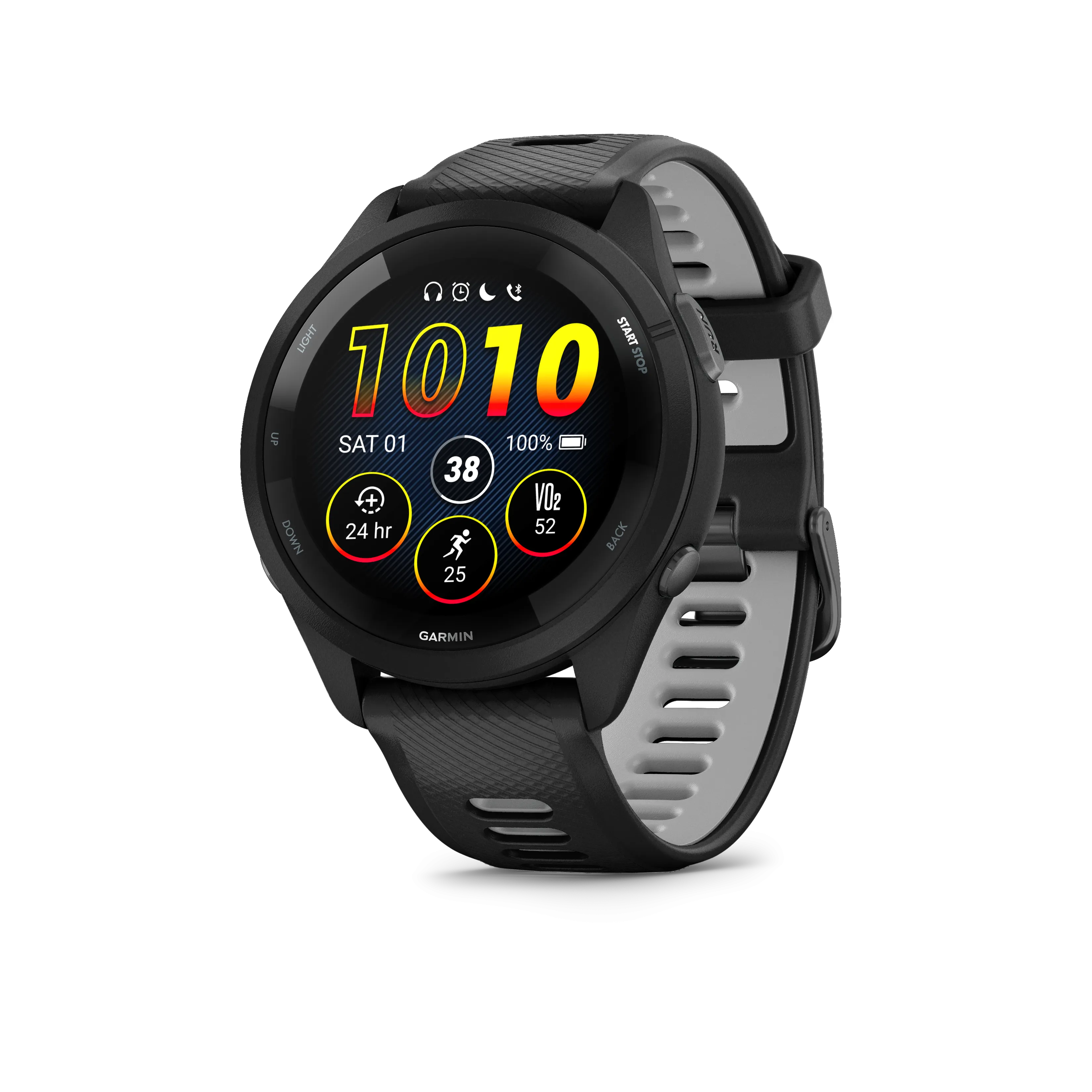 Forerunner® 265 (Black Bezel and Case with Black/Powder Gray Silicone Band)