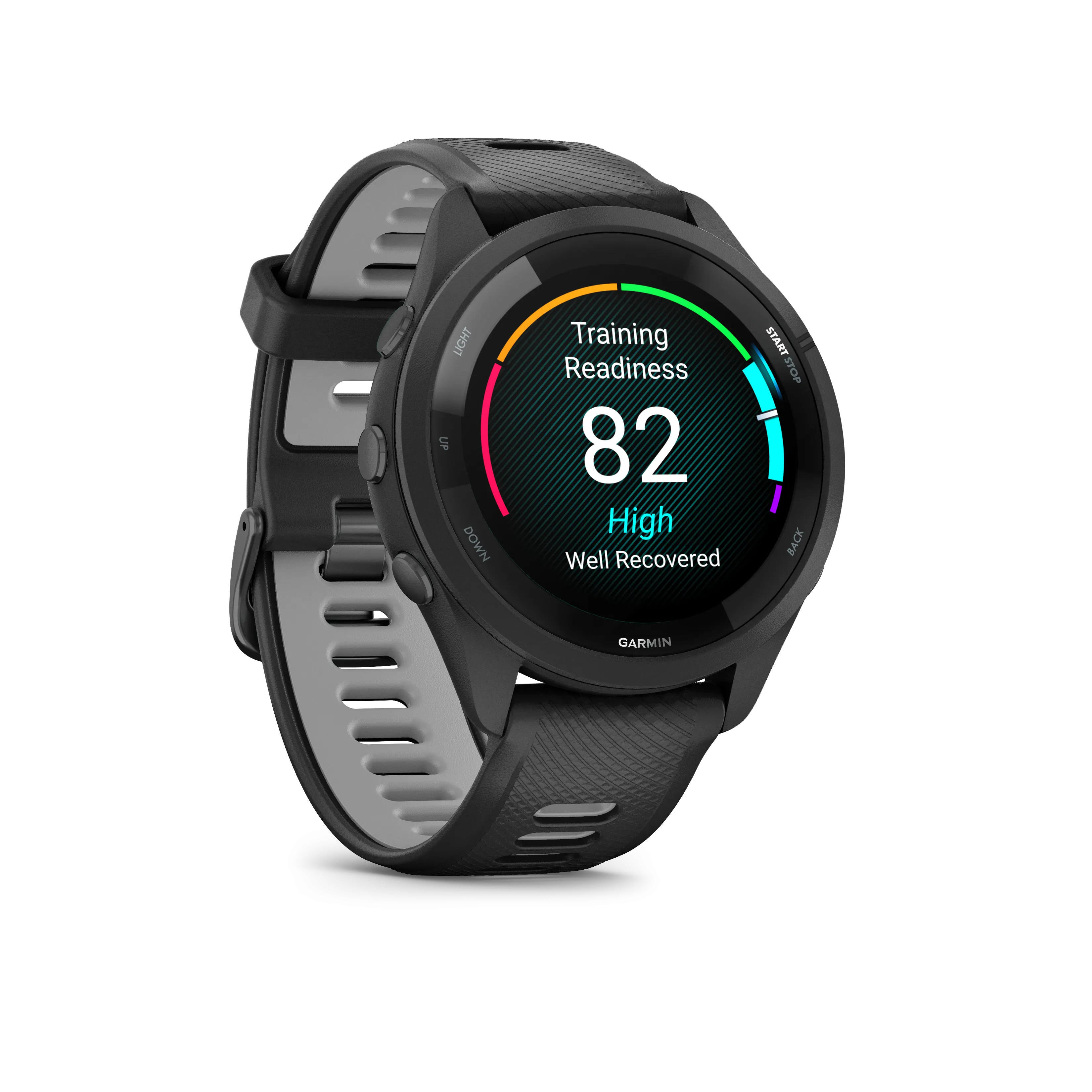 Forerunner® 265 (Black Bezel and Case with Black/Powder Gray Silicone Band)