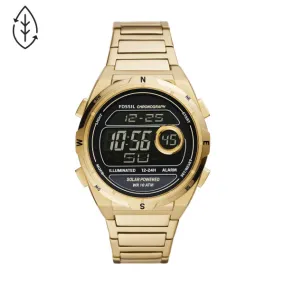 Fossil FS5862 Everett Solar Digital Gold Stainless Steel Strap Men Watches