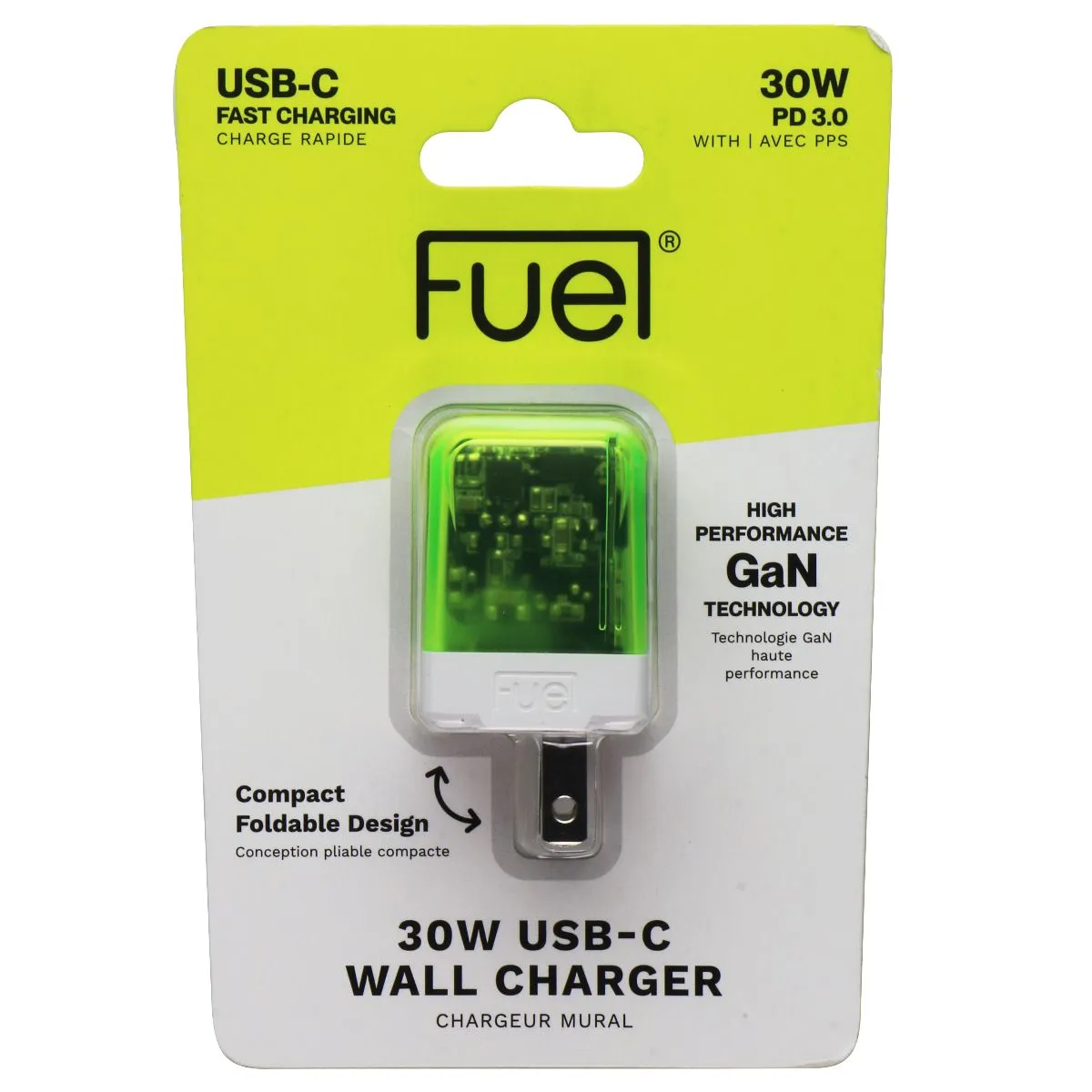 FUEL (30W) USB-C Fast Charging Translucent Wall Charger - Vivid Green