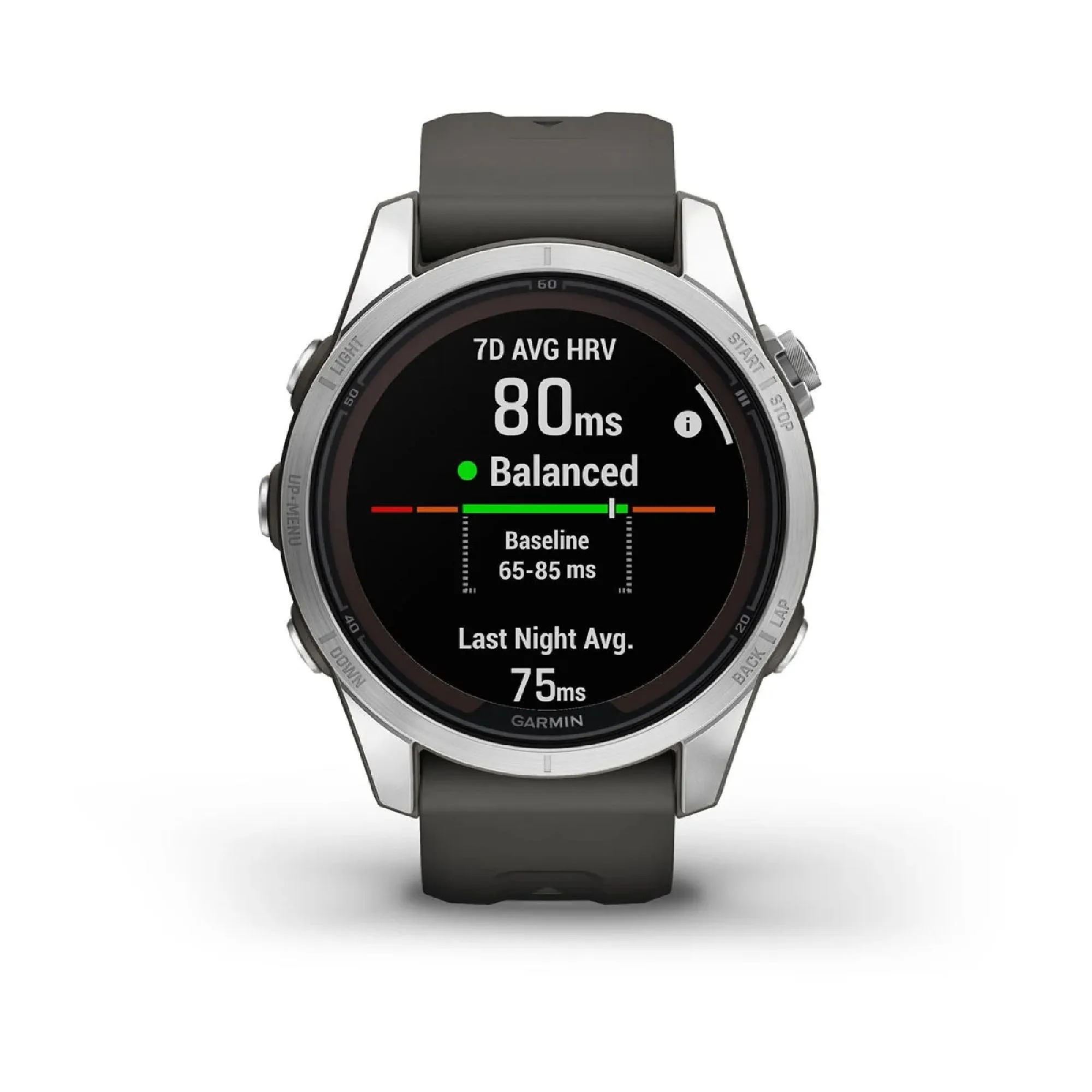 Garmin fenix 7S Pro Solar Glass Watch Watch Color: Silver/ Grey Wristband: Graphite - Silicone