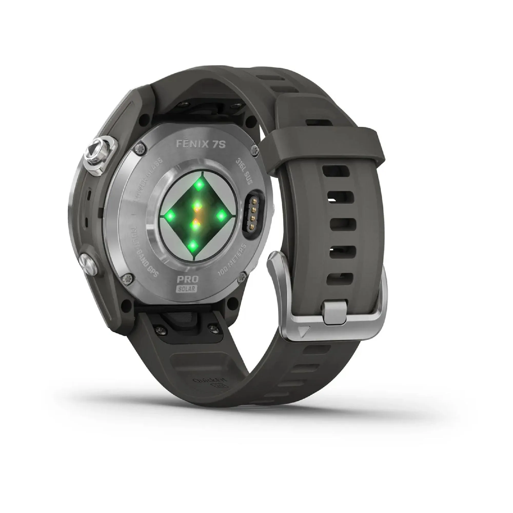 Garmin fenix 7S Pro Solar Glass Watch Watch Color: Silver/ Grey Wristband: Graphite - Silicone