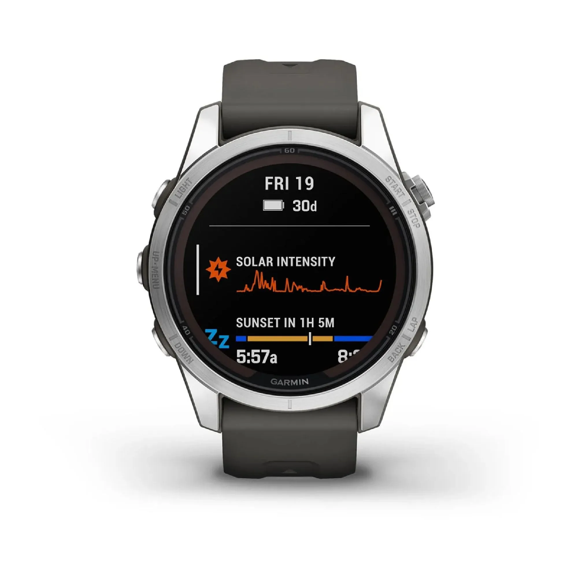 Garmin fenix 7S Pro Solar Glass Watch Watch Color: Silver/ Grey Wristband: Graphite - Silicone