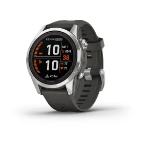 Garmin fenix 7S Pro Solar Glass Watch Watch Color: Silver/ Grey Wristband: Graphite - Silicone