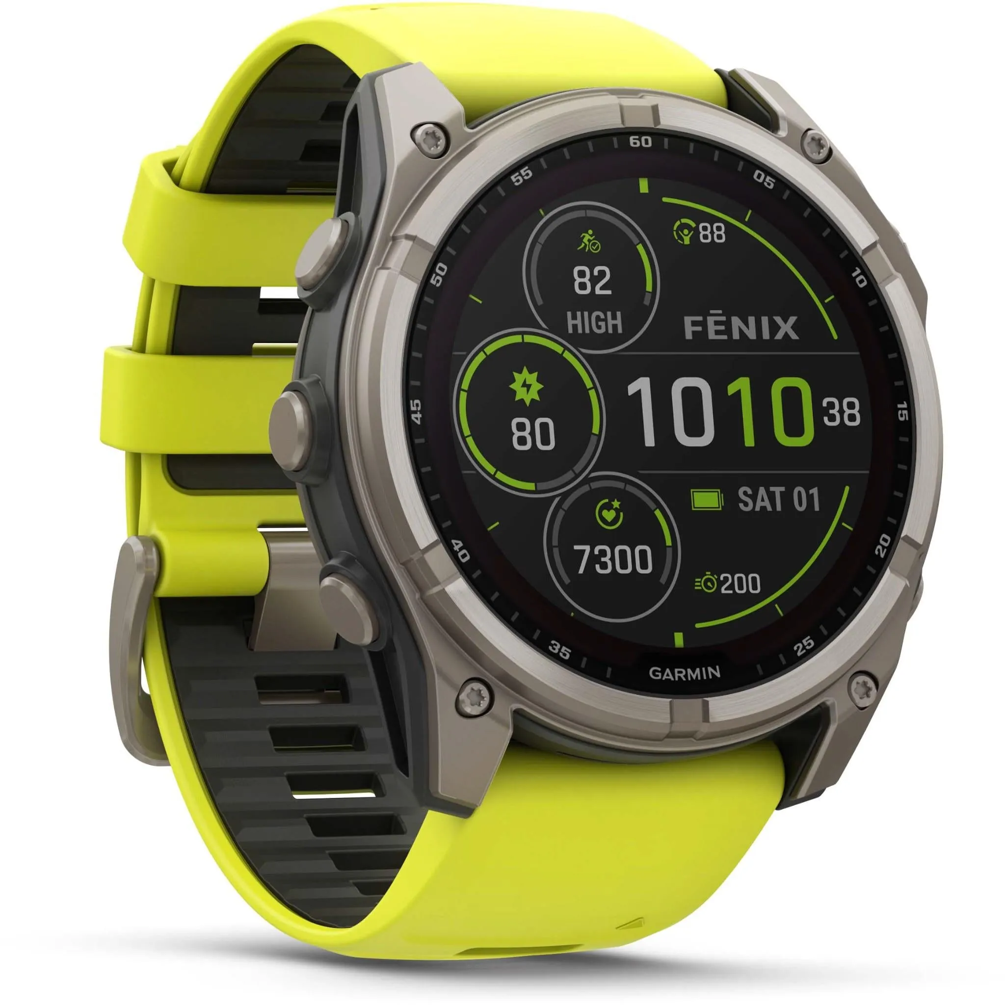 Garmin fenix® 8 51mm SOLAR Sapphire Edition Bare Titanium with Amp Yellow   Graphite Band