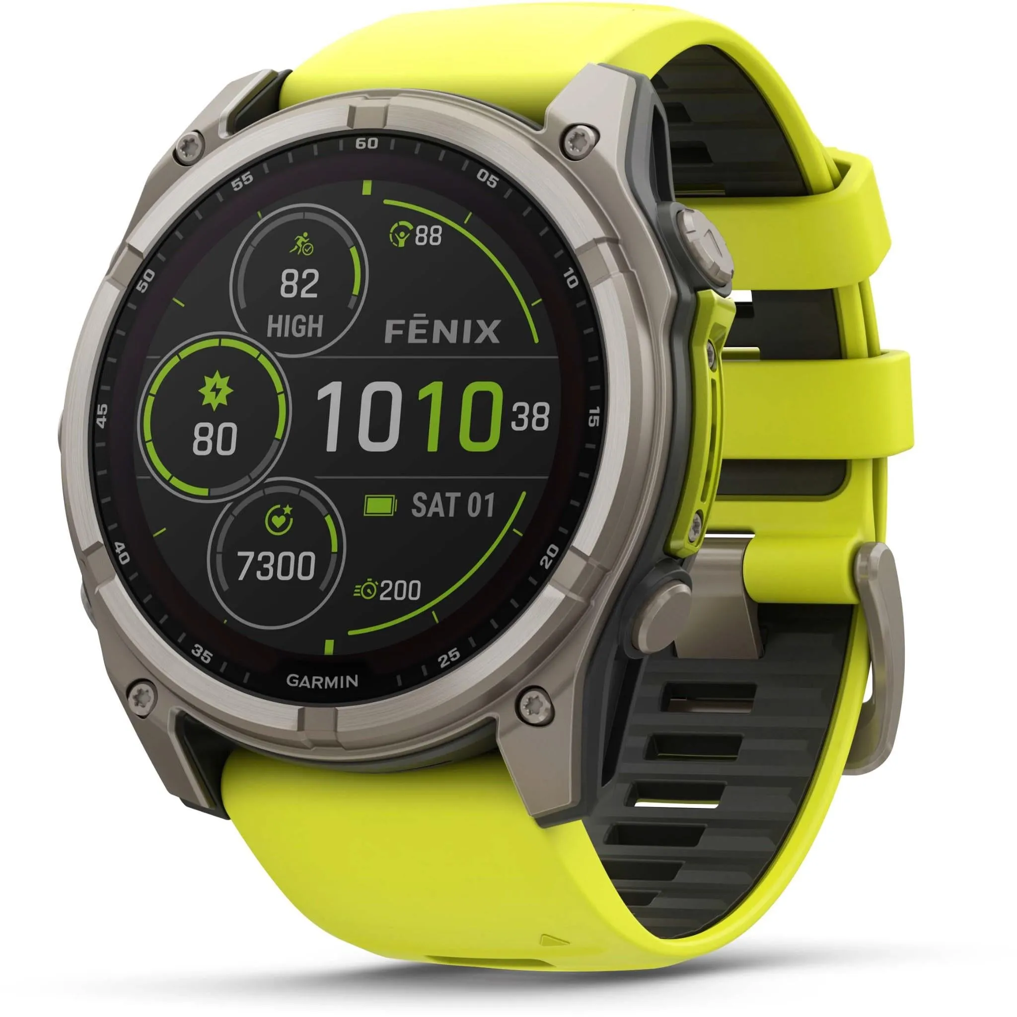 Garmin fenix® 8 51mm SOLAR Sapphire Edition Bare Titanium with Amp Yellow   Graphite Band