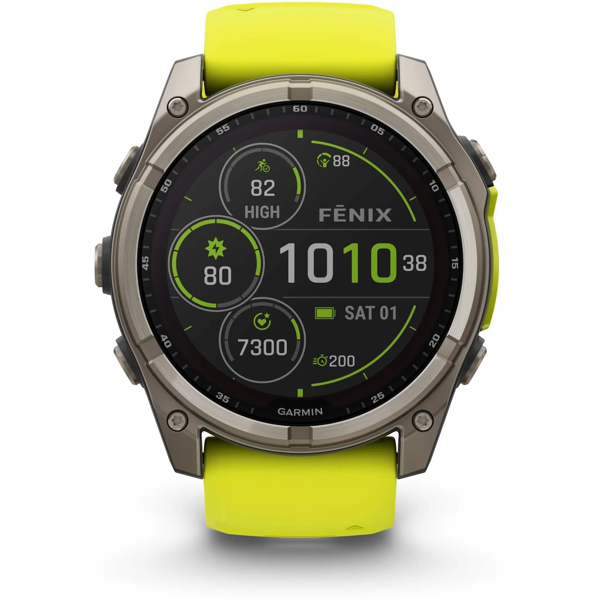 Garmin fenix® 8 51mm SOLAR Sapphire Edition Bare Titanium with Amp Yellow   Graphite Band