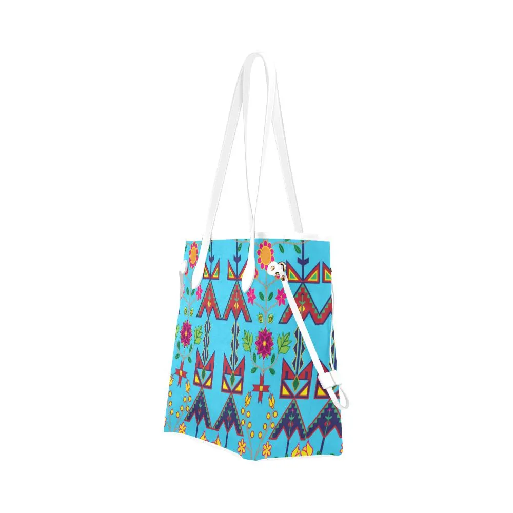 Geometric Floral Spring - Sky Blue Clover Canvas Tote Bag