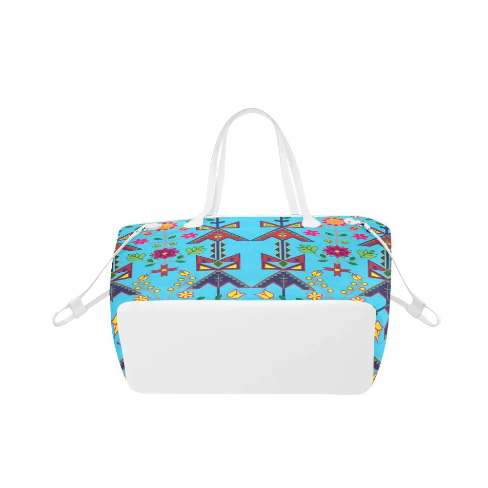 Geometric Floral Spring - Sky Blue Clover Canvas Tote Bag