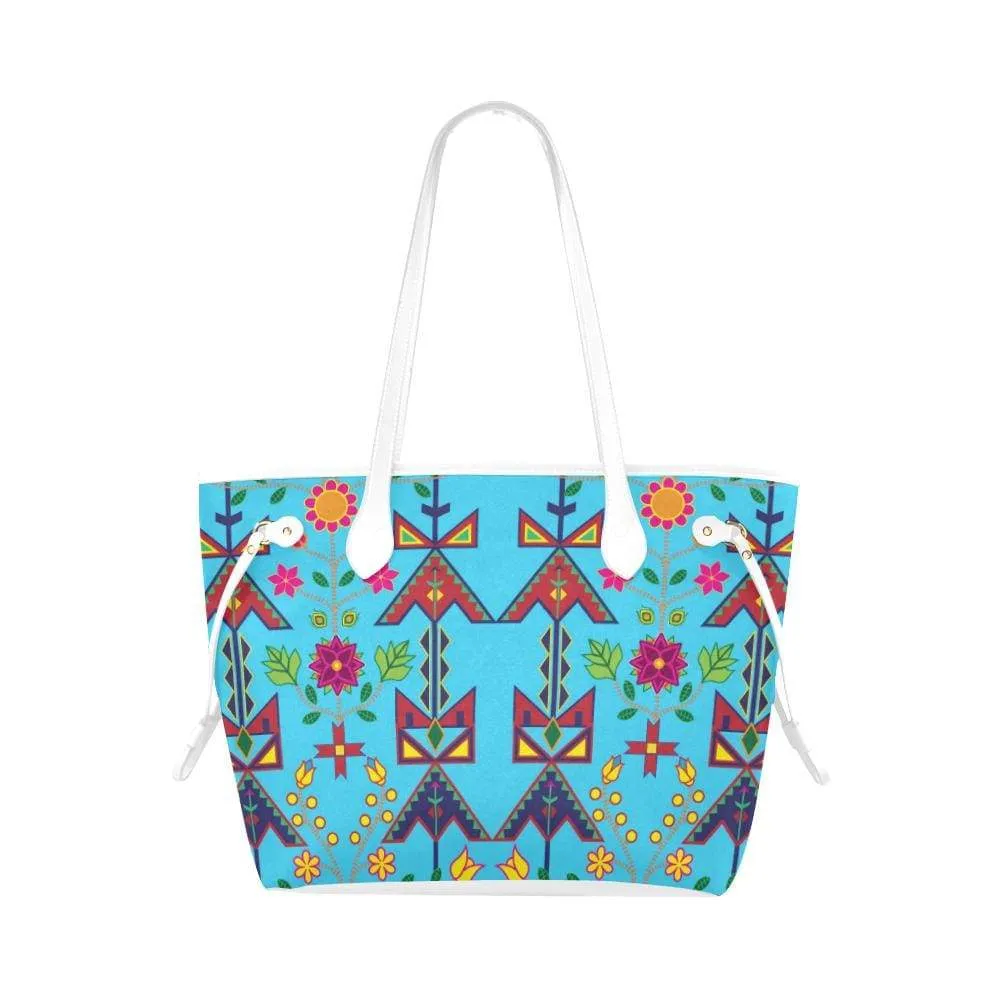 Geometric Floral Spring - Sky Blue Clover Canvas Tote Bag