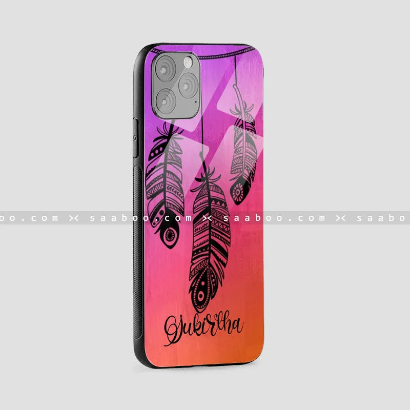 Glossy Protective Case With Feather Name