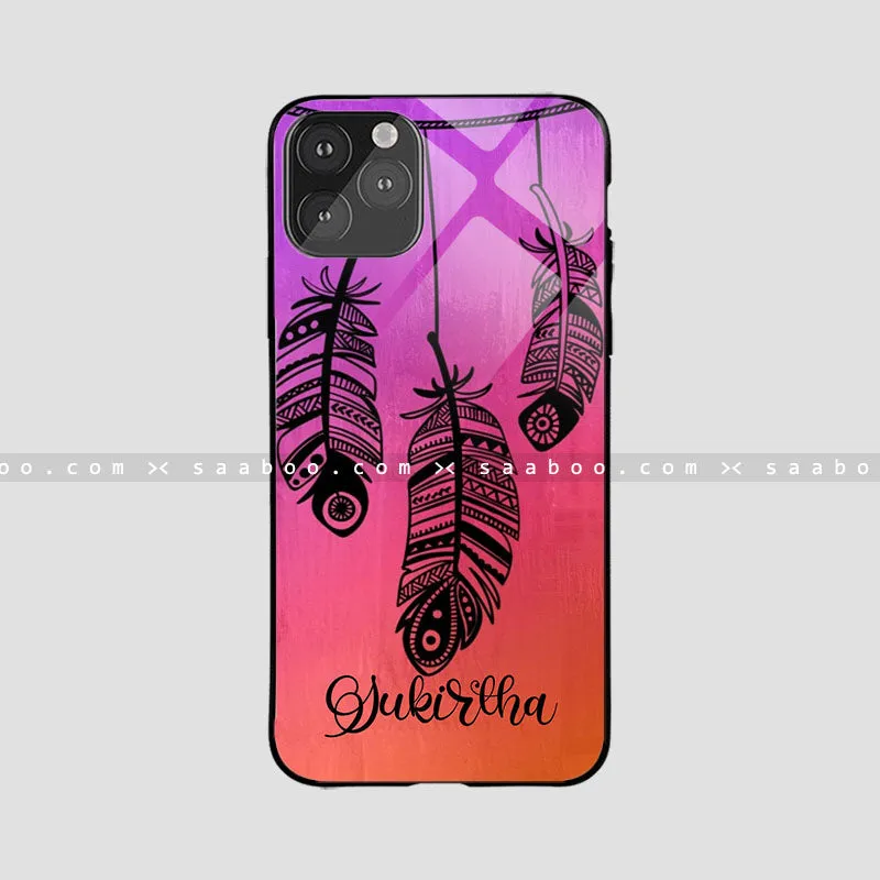 Glossy Protective Case With Feather Name