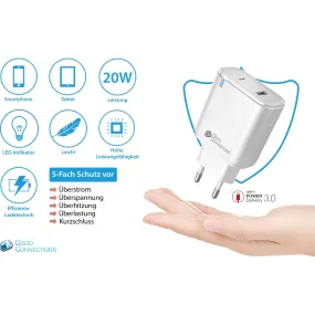 Goodconnections Charger 20W 2-Port Usb-A/Usb-C Weiß