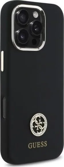 Guess Silicone Logo Strass 4G Case for iPhone 16 Pro Max 6.9" Black - GUHCP16XM4DGPK