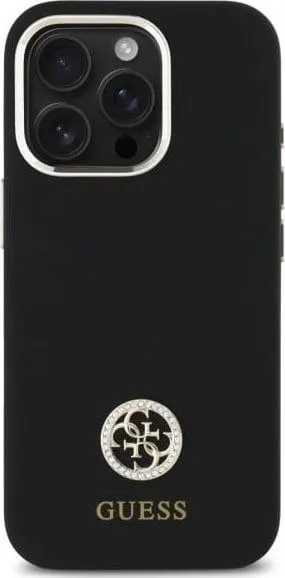 Guess Silicone Logo Strass 4G Case for iPhone 16 Pro Max 6.9" Black - GUHCP16XM4DGPK