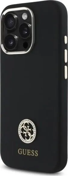 Guess Silicone Logo Strass 4G Case for iPhone 16 Pro Max 6.9" Black - GUHCP16XM4DGPK