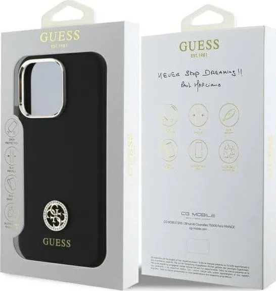 Guess Silicone Logo Strass 4G Case for iPhone 16 Pro Max 6.9" Black - GUHCP16XM4DGPK