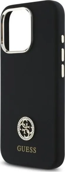 Guess Silicone Logo Strass 4G Case for iPhone 16 Pro Max 6.9" Black - GUHCP16XM4DGPK