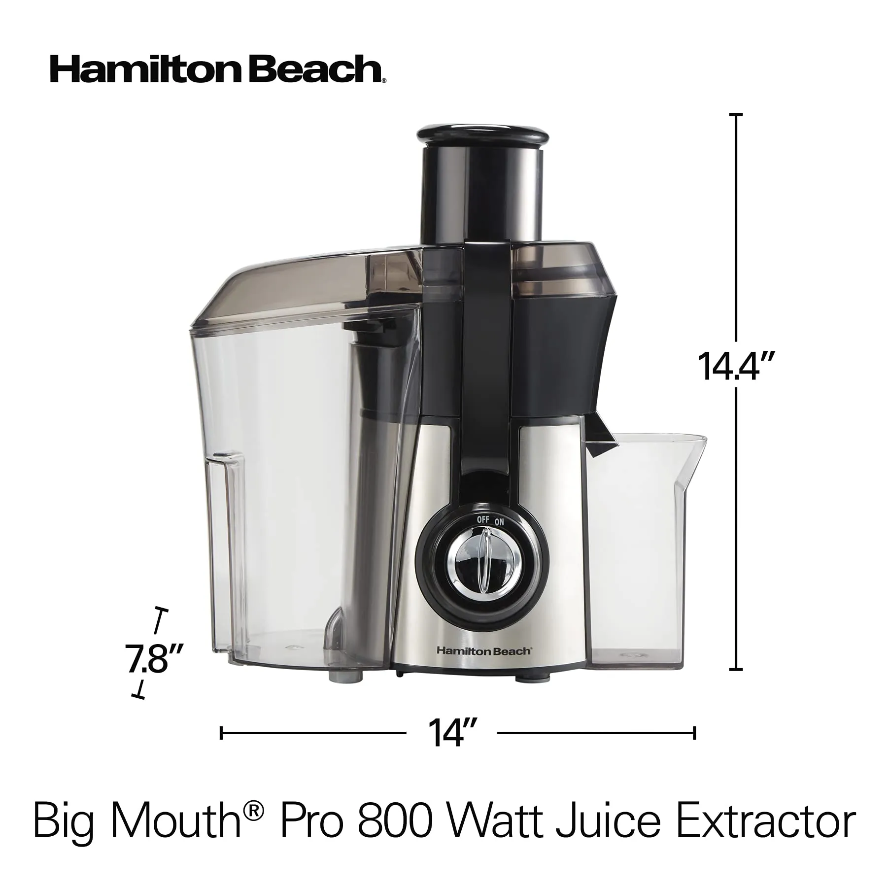 Hamilton Beach Juicer Machine 3 Inch Feed Chute Easy Clean 800w Motor Silver