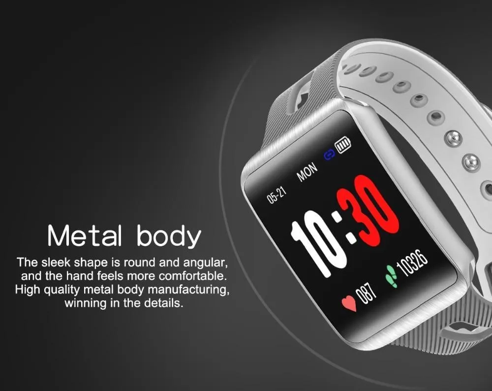 Heart Rate Blood Pressure Monitoring Touch Screen Smart Bracelet Fitness Tracker Smartwatch For iPhone Android