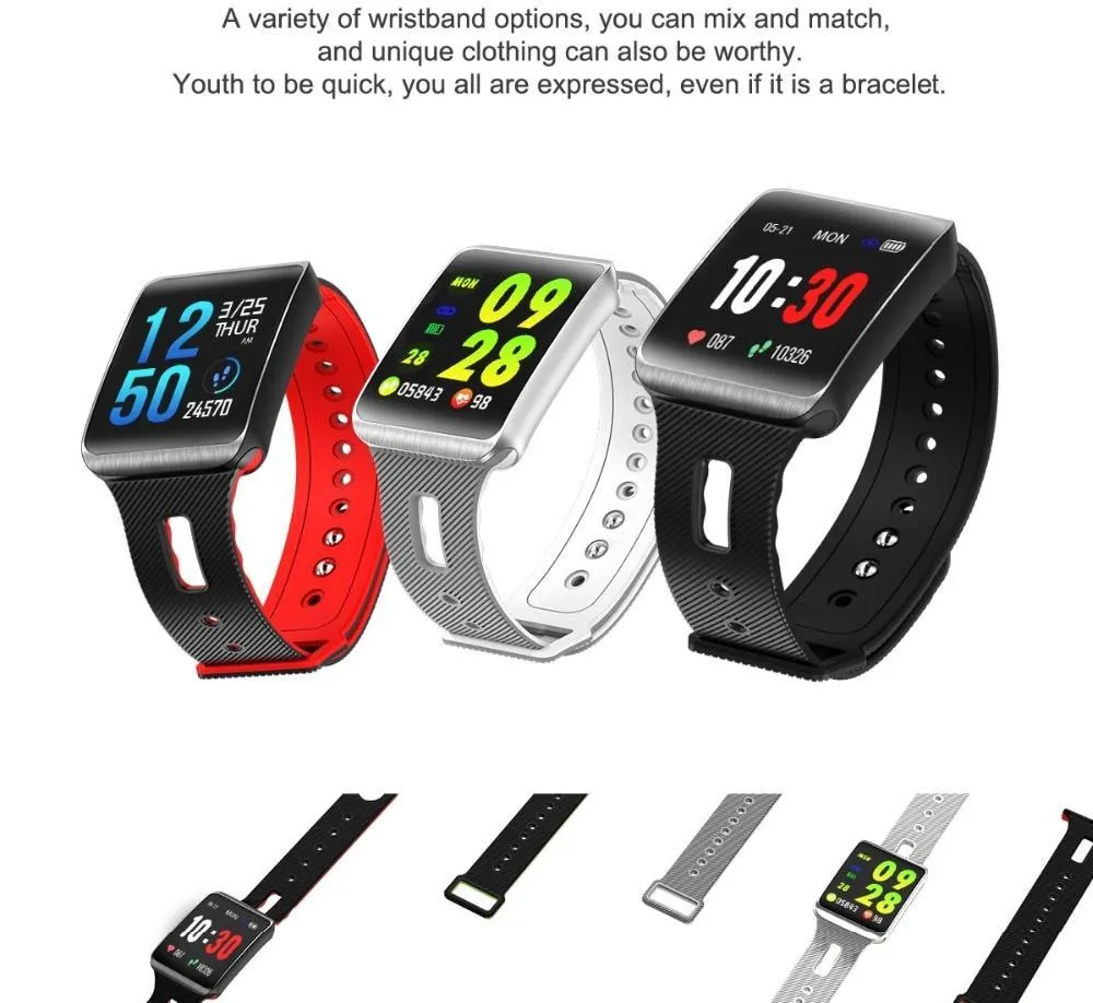 Heart Rate Blood Pressure Monitoring Touch Screen Smart Bracelet Fitness Tracker Smartwatch For iPhone Android