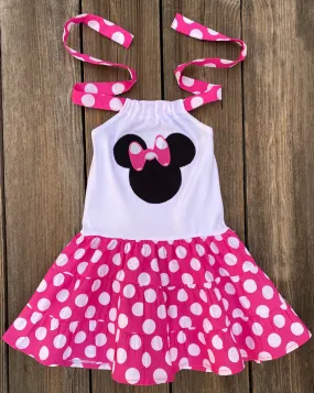 Hot Pink White Polka Dot Minnie Mouse Dress