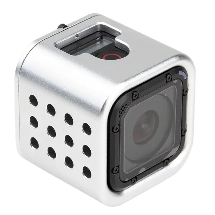 Housing Shell CNC Aluminum Alloy Protective Cage with Insurance Back Cover for GoPro HERO5 Session /HERO4 Session /HERO Session(Silver)