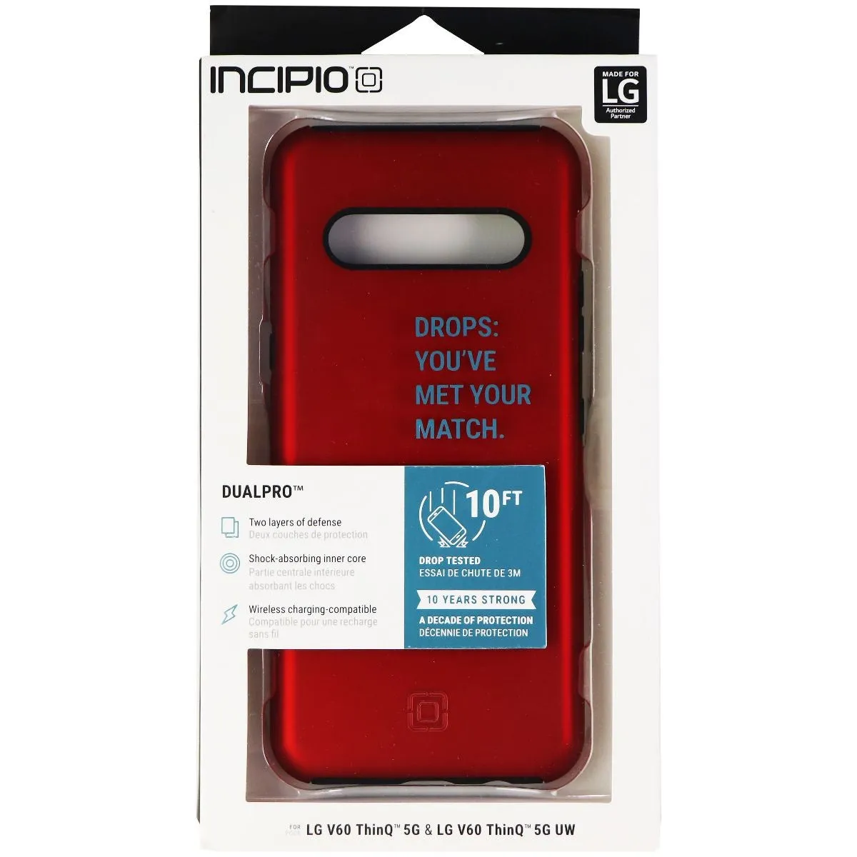 Incipio DualPro Series Dual Layer Case for LG V60 ThinQ 5G / UW - Red / Black