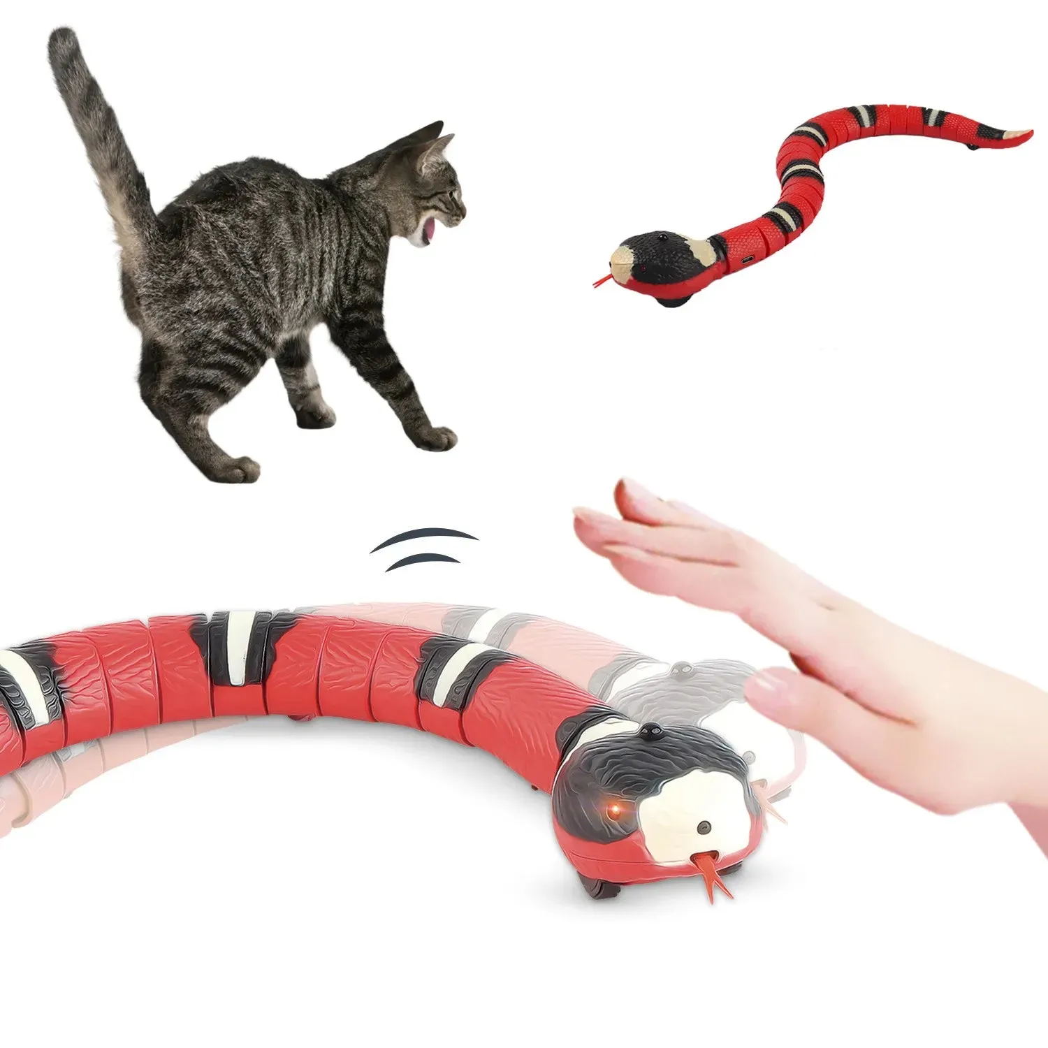 Interactive Automatic Smart Sensing Electronic Snake Play Pet Cat Kitten Dog USB Rechargeable