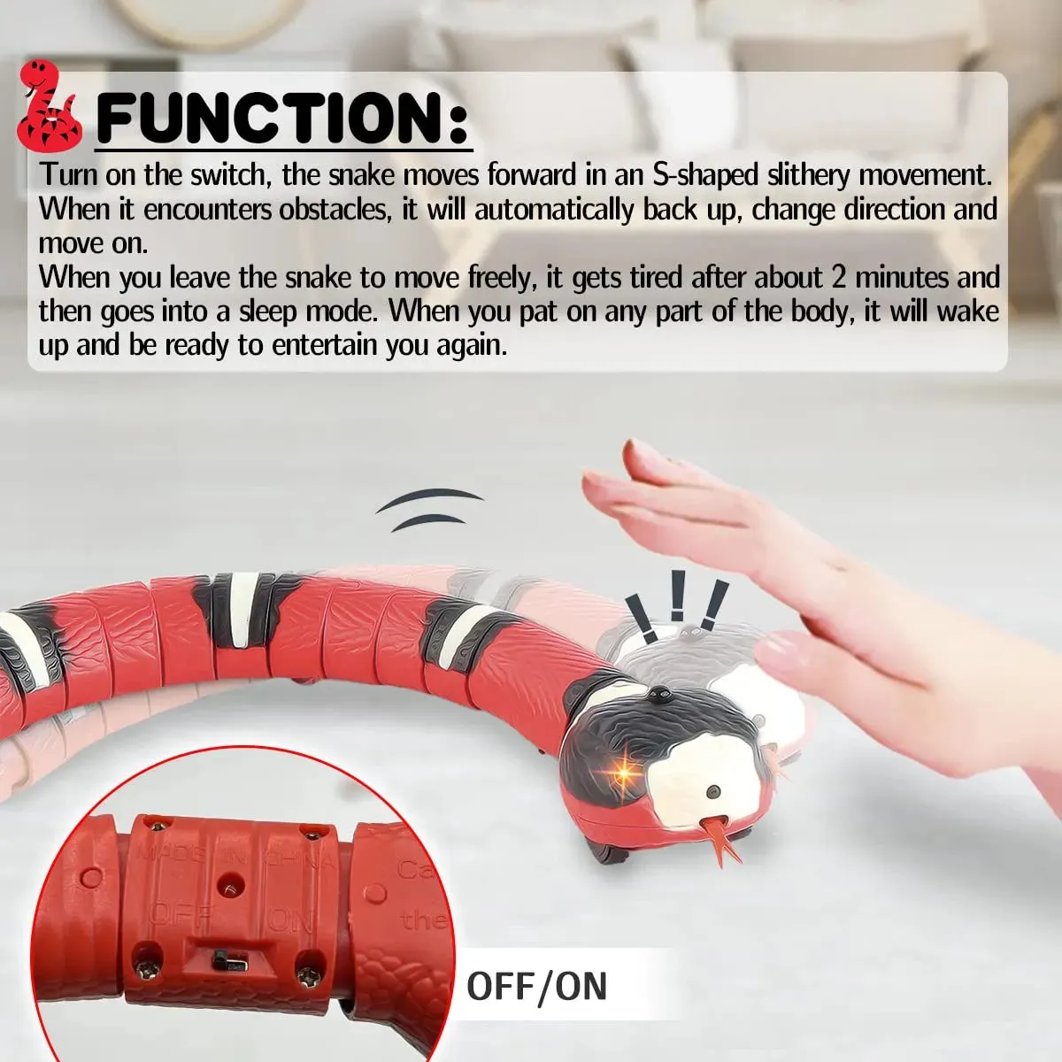 Interactive Automatic Smart Sensing Electronic Snake Play Pet Cat Kitten Dog USB Rechargeable