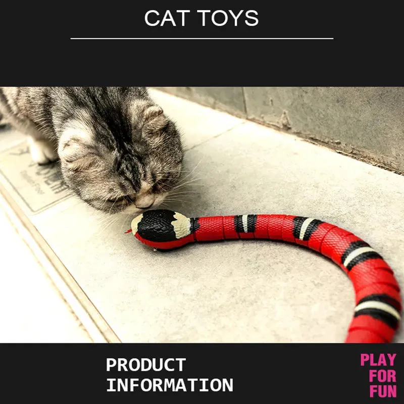 Interactive Automatic Smart Sensing Electronic Snake Play Pet Cat Kitten Dog USB Rechargeable