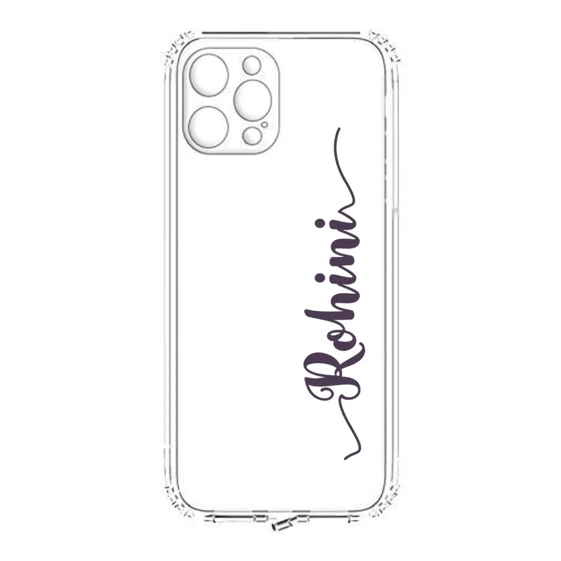 IPhone 11 Pro Max Back Cover with Name Transparent TPU Case with Camera Protection